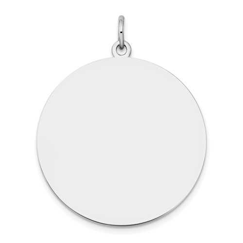 14K White Gold Plain.035 Gauge Round Engravable 25mm Disc Charm