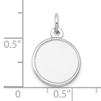 14K White Gold Plain Charm with Zig-Zag Edge.013 Gauge Round Engravable 13mm Disc view 3