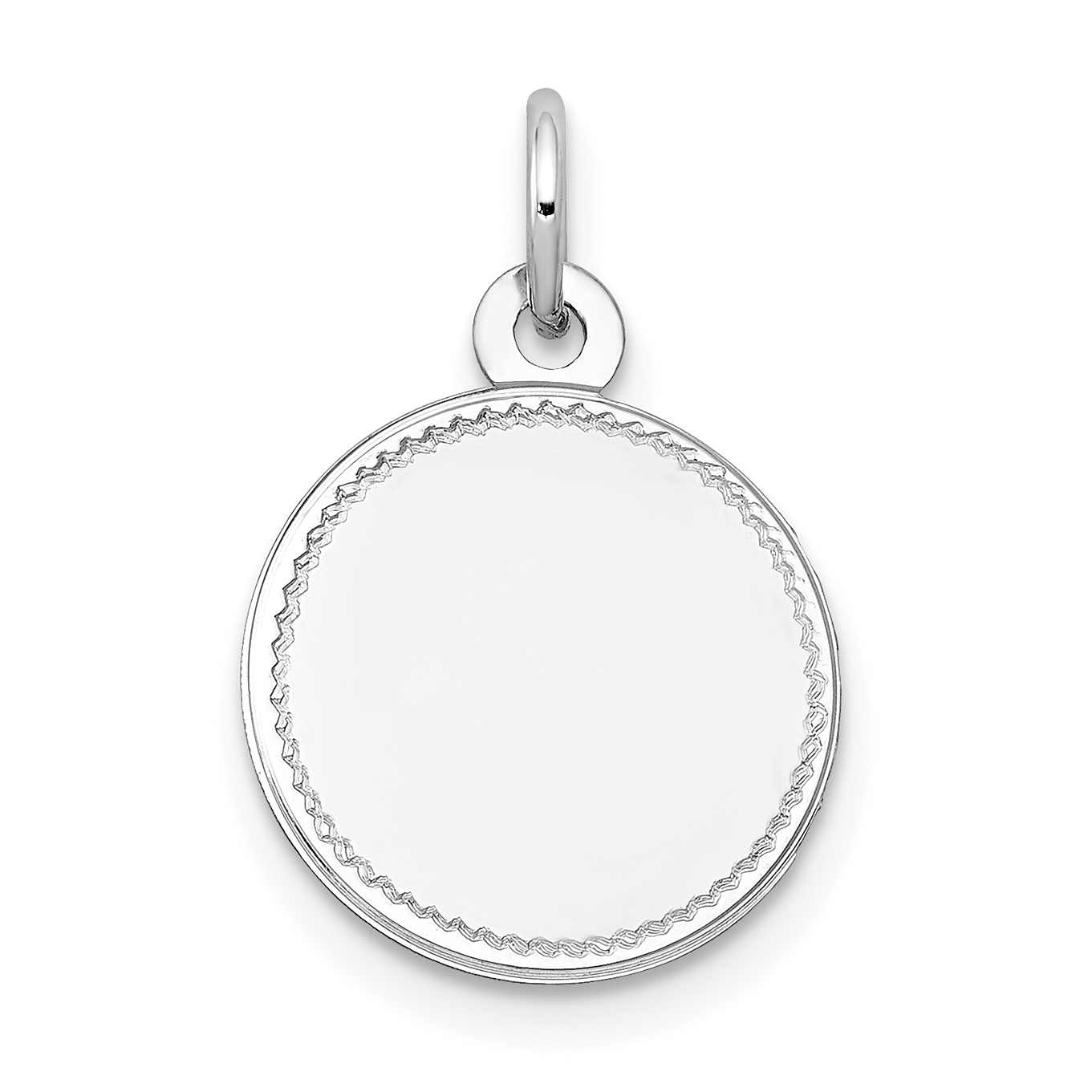 14k White Gold Plain .018 Gauge Round Engravable Disc Charm (XWM143/18)