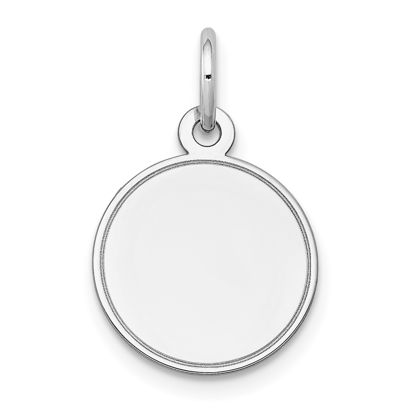 14k White Gold Plain .018 Gauge Round Engravable Disc Charm (XWM144/18)