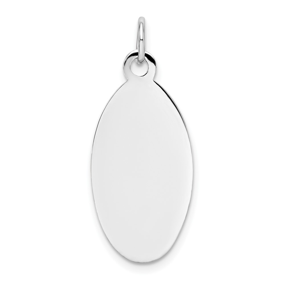14K White Gold Plain 22x12.5mm .018 Gauge Elliptical Engravable Disc Charm