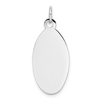 14K White Gold Plain 22x12.5mm .018 Gauge Elliptical Engravable Disc Charm view 1