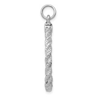 14K White Gold Rope Edge.013 Gauge Engravable Round 31x 25mm Disc Charm view 2