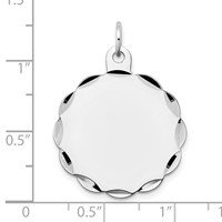 14K White Gold.018 Gauge Engravable Round Scalloped 26x 24mm Disc Charm view 4