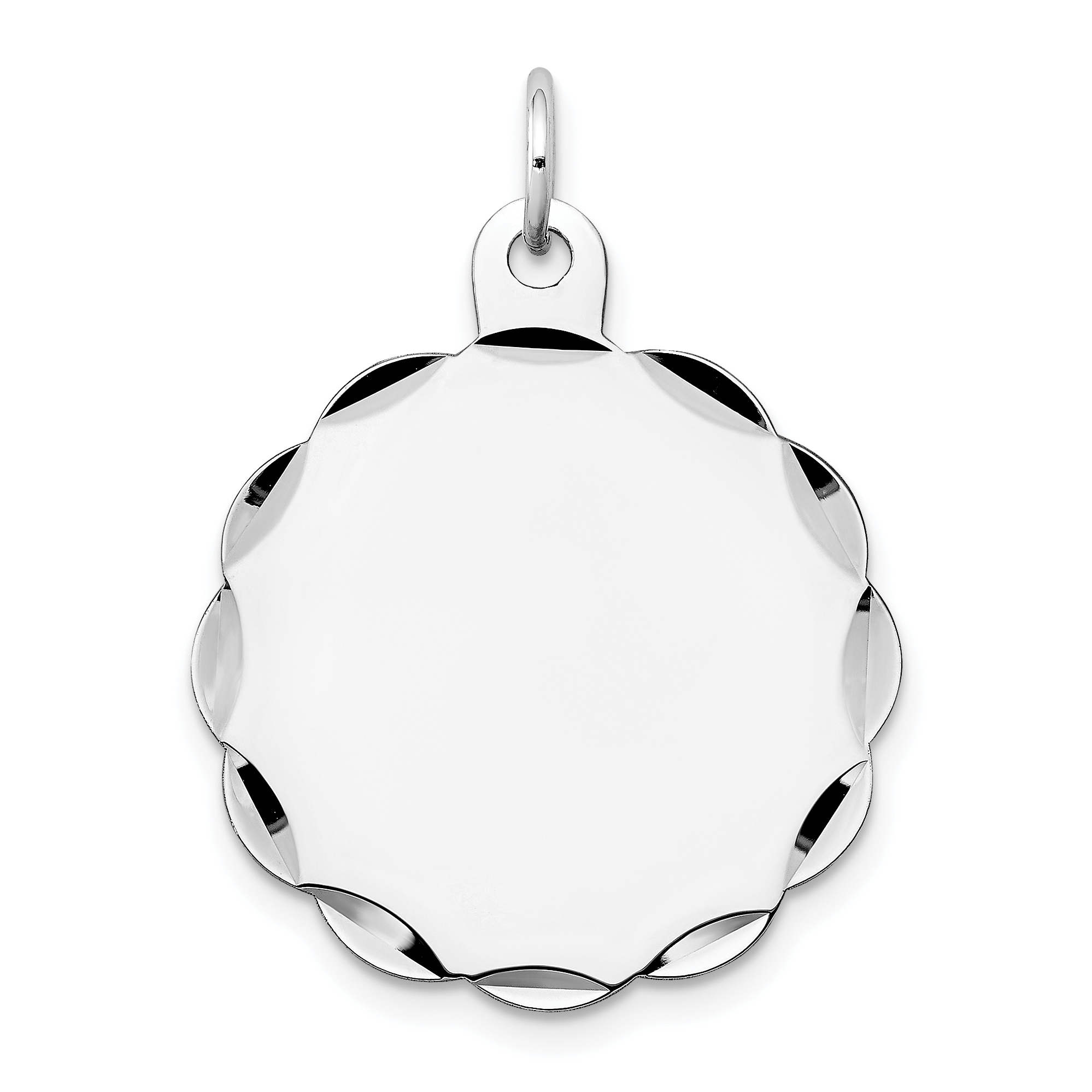 14k White Gold .013 Gauge Engraveable Scalloped Disc Charm (XWM175/13)
