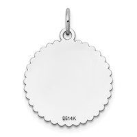 14K White Gold.018 Gauge Engravable Round Scalloped 18mm Disc Charm view 3