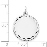 14K White Gold.018 Gauge Engravable Round Scalloped 18mm Disc Charm view 4