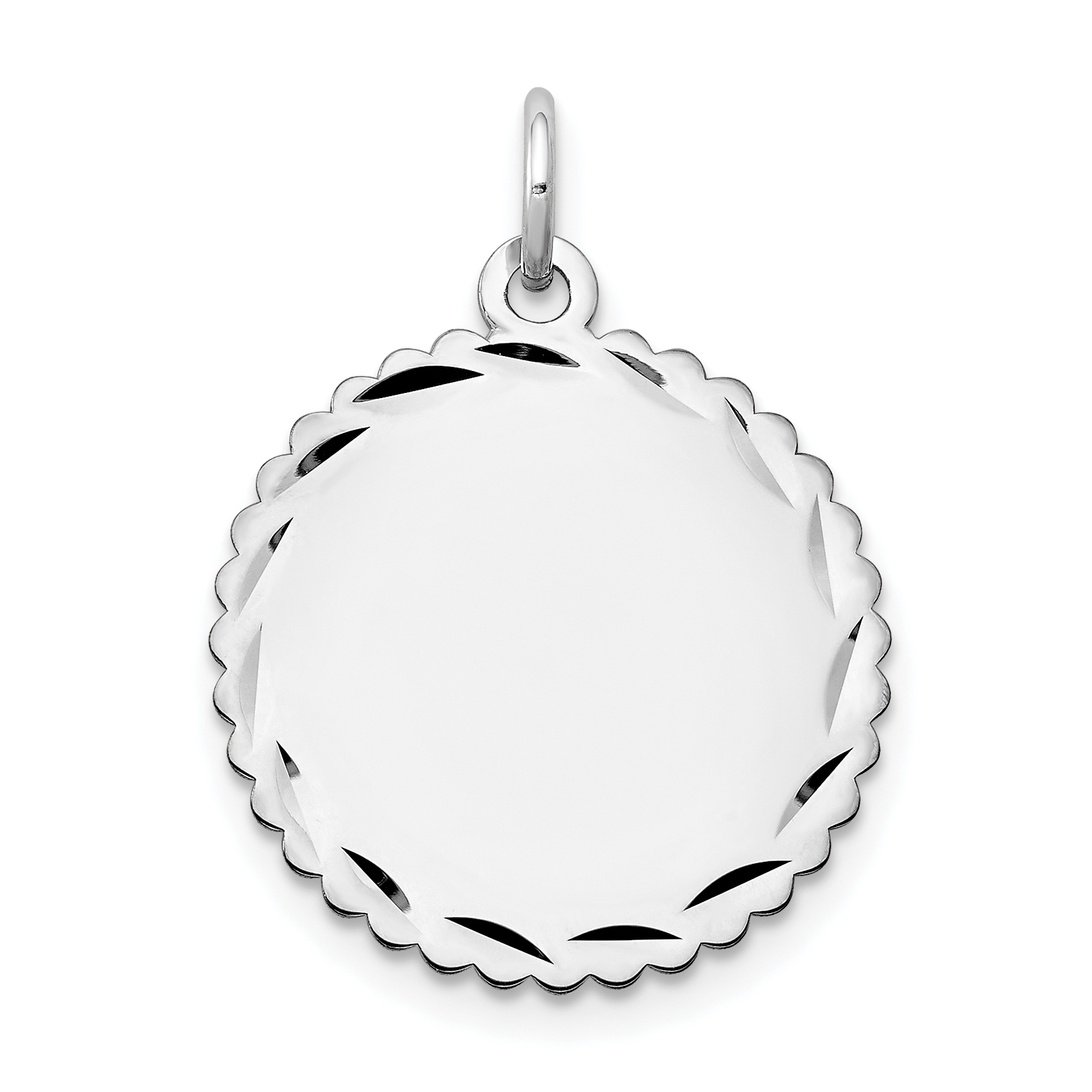 14k White Gold .018 Gauge Engraveable Scalloped Disc Charm (XWM176/18)