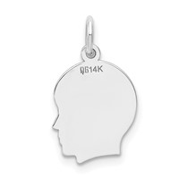 14K White Gold Plain Small.018 Depth Facing Right Engravable Boy Charm view 3