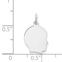 14K White Gold Plain Small.018 Depth Facing Right Engravable Boy Charm view 4