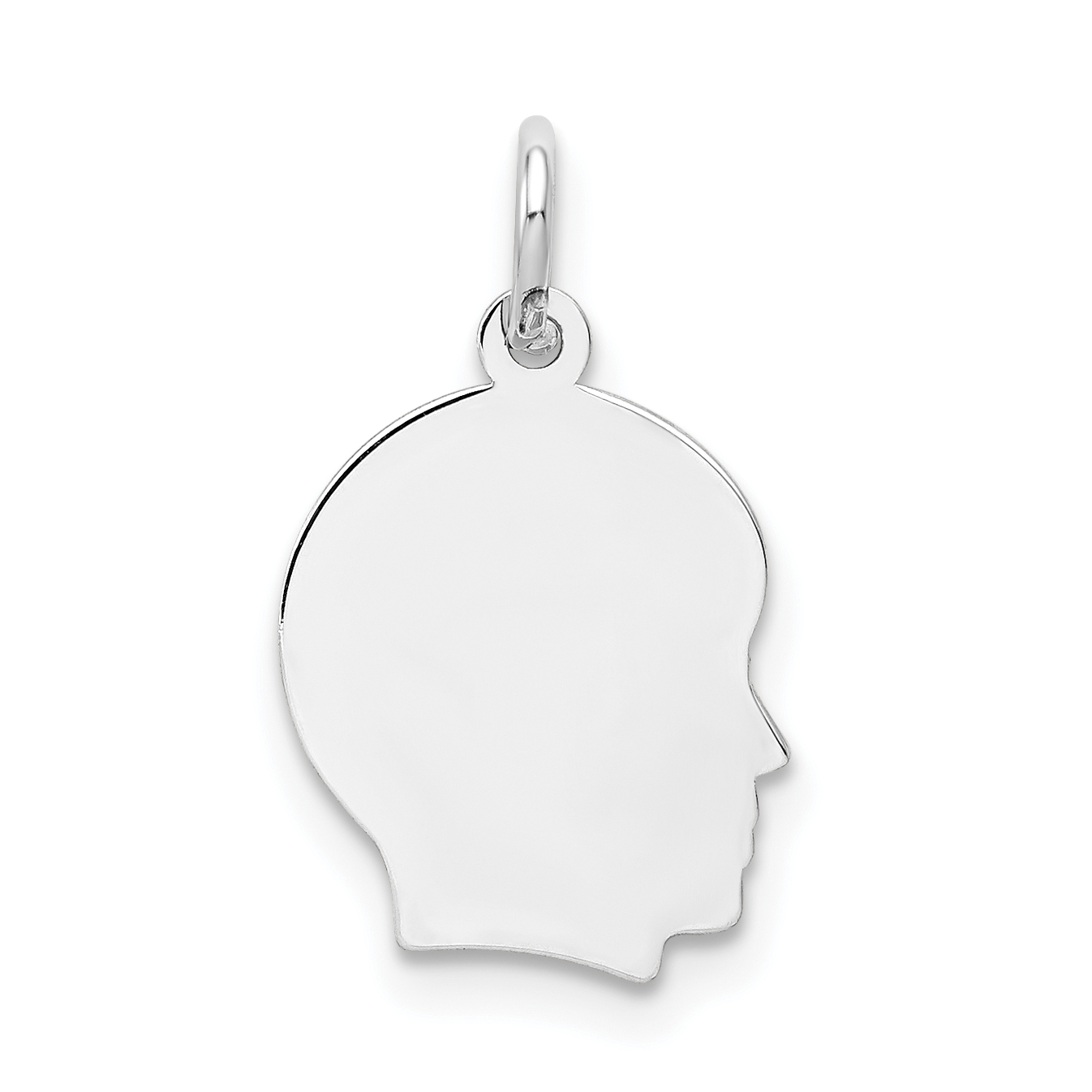 14k White Plain Small.011 Depth Facing Right Engravable Boy Charm (XWM47/11)