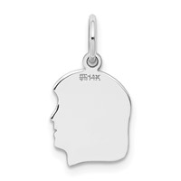 14K White Gold Plain Small.027 Depth Facing Right Engravable Girl Charm view 3
