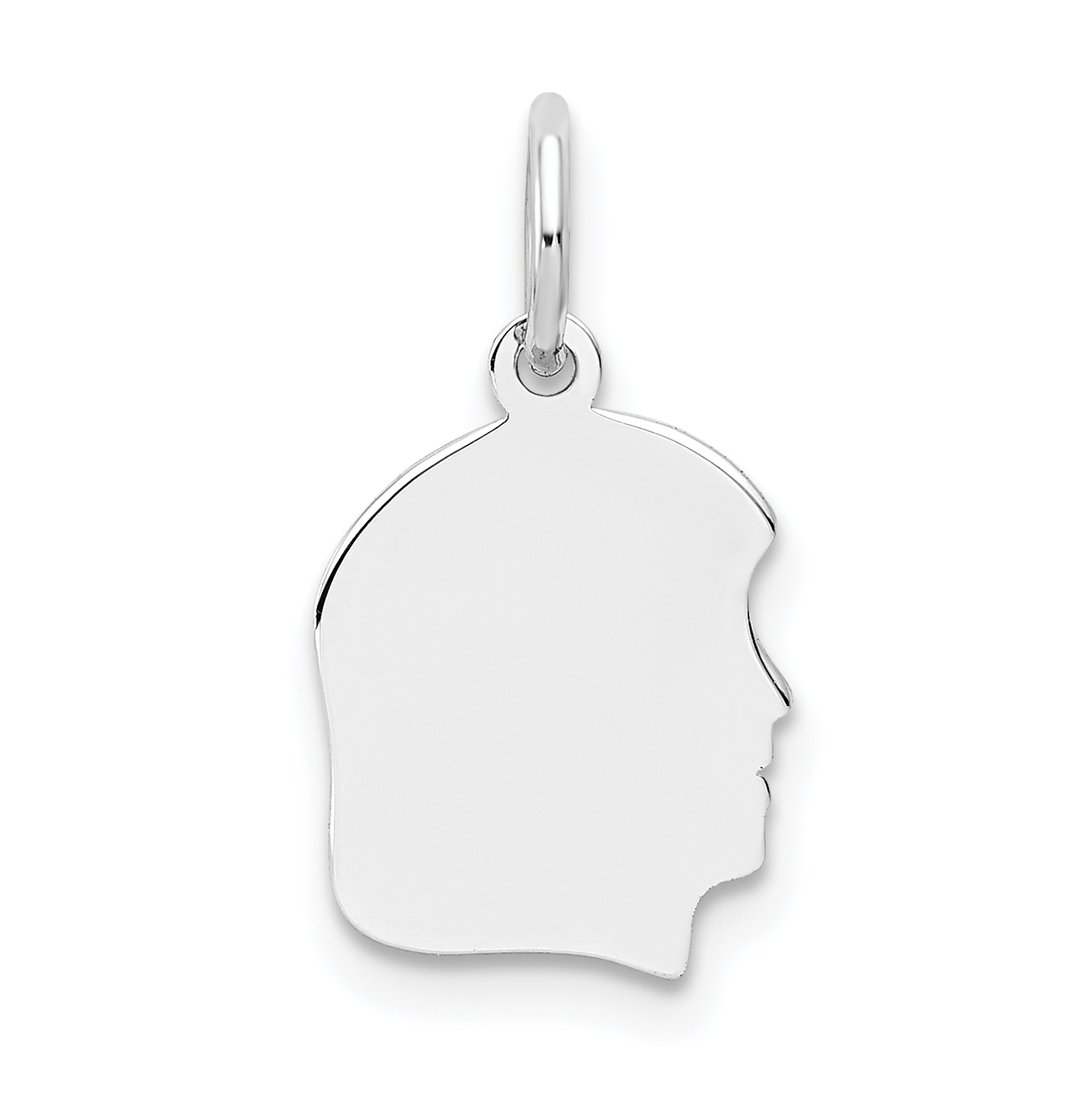 14k White Plain Small.018 Depth Facing Right Engravable Girl Charm (XWM48/18)