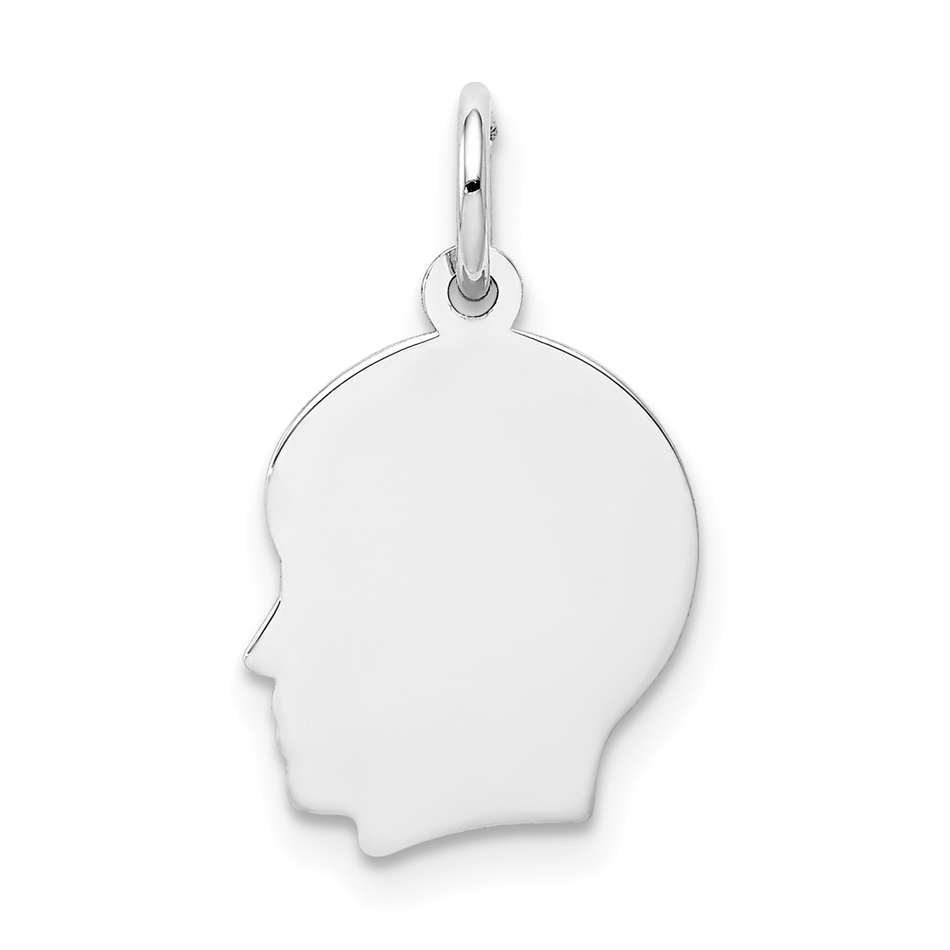 14k White Plain Small.009 Depth Facing Left Engravable Boy Charm (XWM49/09)