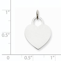 14K White Gold Plain.011 Gauge Engravable Heart 19x 15mm Disc Charm view 3