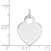 14K White Gold Plain.018 Gauge Engravable Heart 19x 15mm Disc Charm view 3
