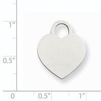 14K White Gold Plain.035 Gauge Engravable Heart 22x 18mm Disc Charm view 3