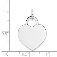 14K White Gold Plain.013 Gauge Engravable Heart 22x 18mm Disc Charm view 3