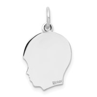14K White Gold Plain Medium.009 Depth Facing Right Engravable Boy Charm view 3