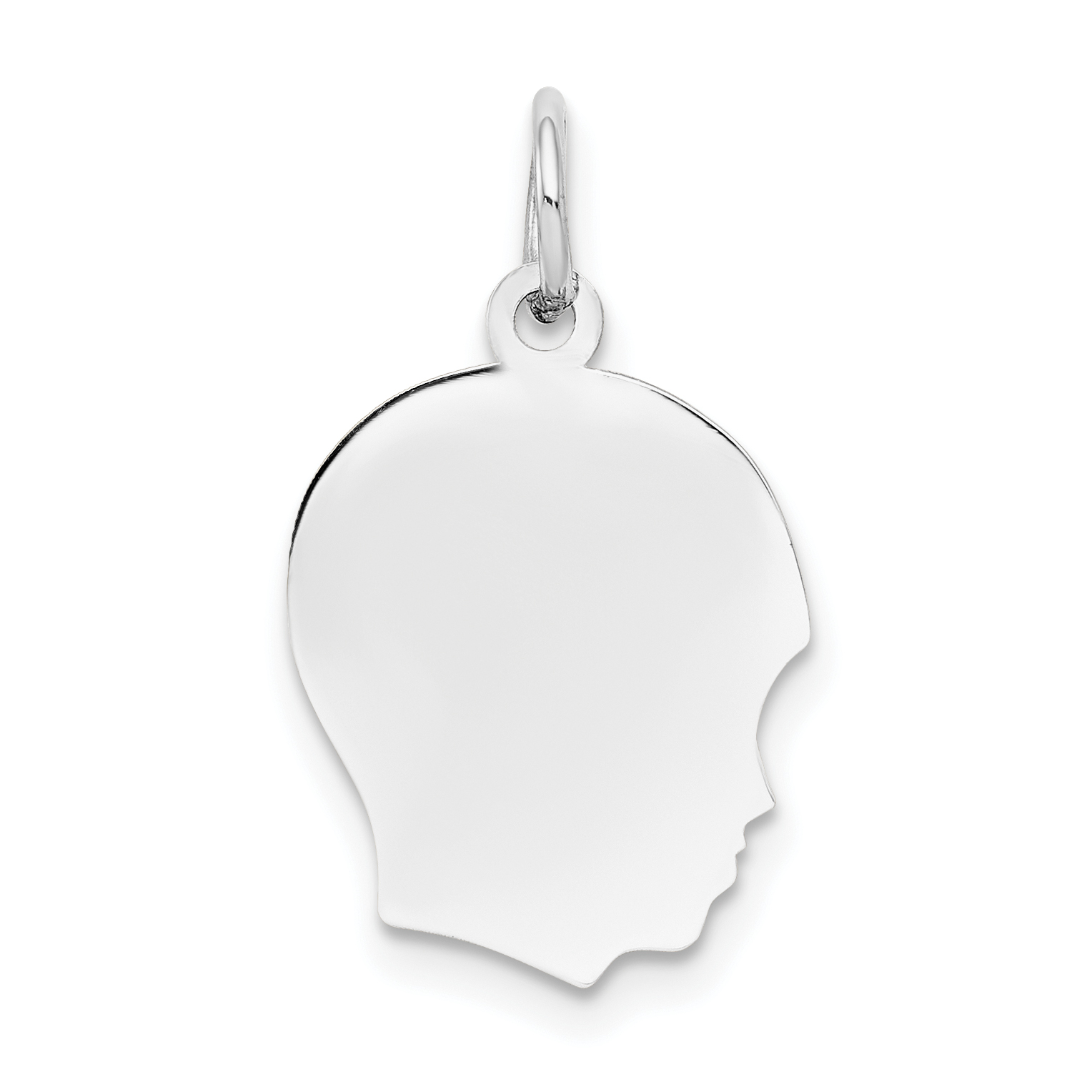 14k White Plain Medium.013 Depth Facing Right Engravable Boy Charm (XWM53/13)