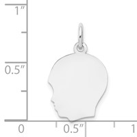 14K White Gold Plain Medium.027 Depth Facing Left Engravable Boy Charm view 3
