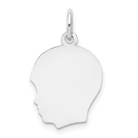 14K White Gold Plain Medium.027 Depth Facing Left Engravable Boy Charm view 1