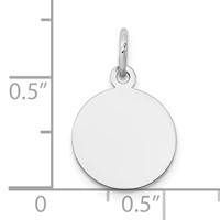 14K White Gold Plain .009 Gauge Round Engravable 12mm Disc Charm view 3