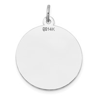 14K White Gold Plain .011 Gauge Round Engravable 22mm Disc Charm view 3