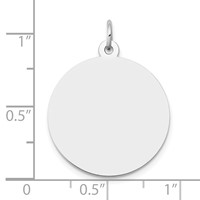 14K White Gold Plain .011 Gauge Round Engravable 22mm Disc Charm view 4