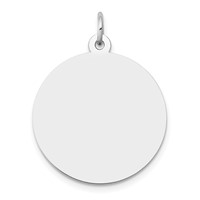 14K White Gold Plain .011 Gauge Round Engravable 22mm Disc Charm view 1