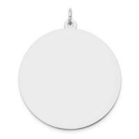 14K White Gold Plain .027 Gauge Round Engravable 32mm Disc Charm view 1