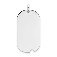 14K White Gold Plain 24.5x 13.2mm.011 Gauge Engravable Dog Tag with Notch Disc view 1
