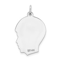 14K White Gold Plain Medium.018 Depth Facing Right Engravable Boy Charm view 3