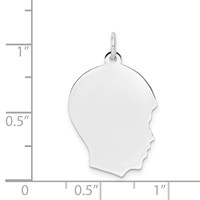 14K White Gold Plain Medium.018 Depth Facing Right Engravable Boy Charm view 4