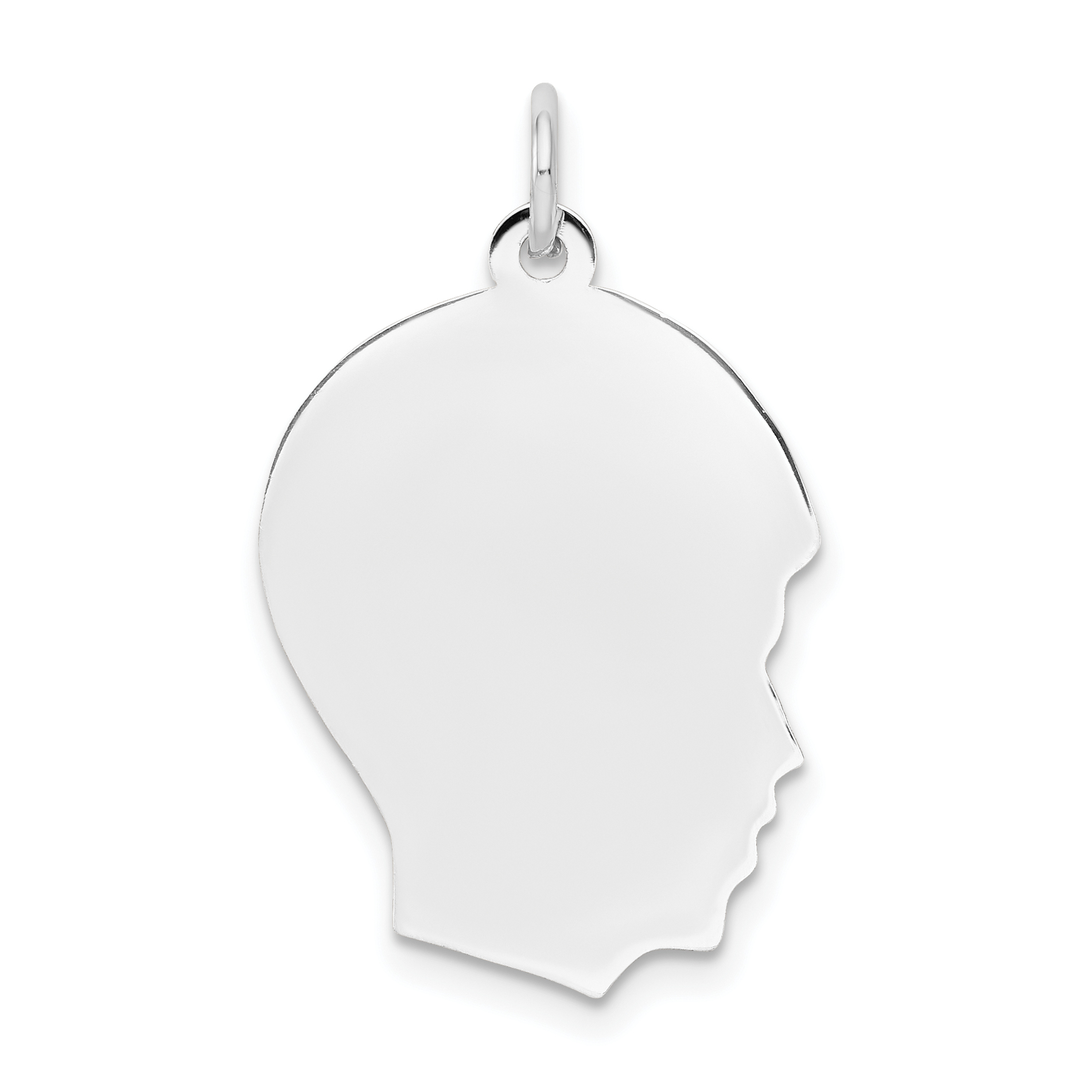 14k White Plain Medium.035 Depth Facing Right Engravable Boy Charm (XWM59/35)