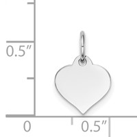 14K White Gold Plain.011 Gauge Engravable Heart 10x 10mm Disc Charm view 3