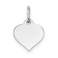 14K White Gold Plain.011 Gauge Engravable Heart 10x 10mm Disc Charm view 1