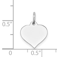 14K White Gold Plain .027 Gauge Engravable Heart 14x12mm Disc Charm view 3