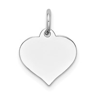 14K White Gold Plain .027 Gauge Engravable Heart 14x12mm Disc Charm view 1