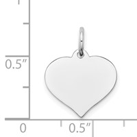 14K White Gold Plain .009 Gauge Engravable Heart 15x14mm Disc Charm view 3
