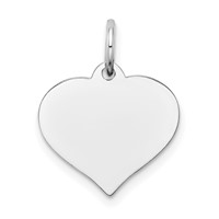 14K White Gold Plain .009 Gauge Engravable Heart 15x14mm Disc Charm view 1