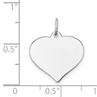 14K White Gold Plain .027 Gauge Engravable Heart 16x17mm Disc Charm view 3