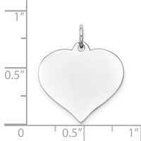 14K White Gold Plain.011 Gauge Engravable Heart 20x 18mm Disc Charm view 3