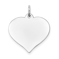 14K White Gold Plain.011 Gauge Engravable Heart 20x 18mm Disc Charm view 1