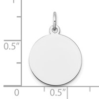 14K White Gold Plain.035 Gauge Round Engravable 15mm Disc Charm view 3