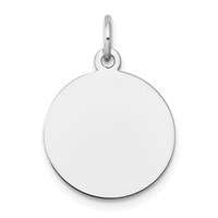 14K White Gold Plain.035 Gauge Round Engravable 15mm Disc Charm view 1