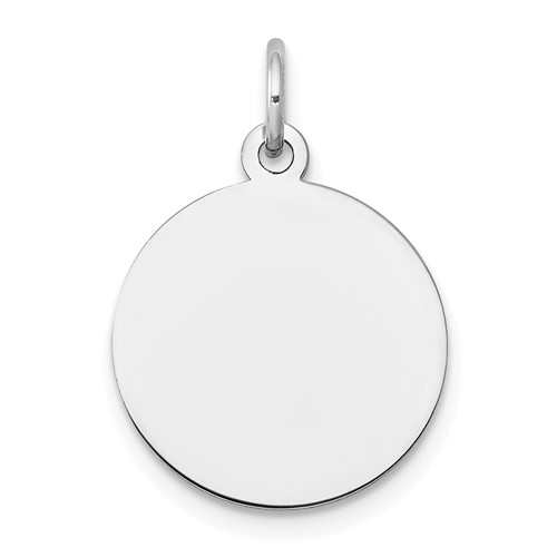 14K White Gold Plain .035 Gauge Round Engravable 15mm Disc Charm