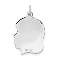 14K White Gold Plain Medium.013 Depth Facing Right Engravable Girl Charm view 3