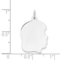 14K White Gold Plain Medium.013 Depth Facing Right Engravable Girl Charm view 4