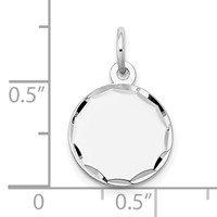 14K White Gold Etched Edge.018 Gauge Engraveable Round 13mm Disc Charm view 3